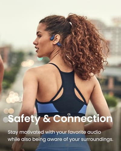 SHOKZ OpenRun Mini Bone Conduction Open-Ear Bluetooth Headphones, Blue - color: Blue, size: Mini Size+Magnetic Charging