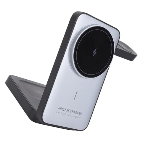 Yunseity Wireless Charging Station, 3 in 1 Foldable, 15W Fast Wireless Charger for Phone Watch Earbuds, Travel Charging Stand
