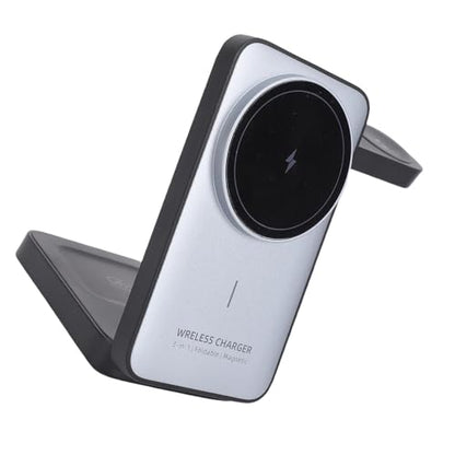 Yunseity Wireless Charging Station, 3 in 1 Foldable, 15W Fast Wireless Charger for Phone Watch Earbuds, Travel Charging Stand