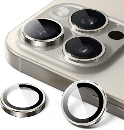 Camera Protector Metal Ring for iPhone 16 Pro/iPhone 16 Pro Max HD Tempered Glass Individual Lens Protective Cover, Grey - color: Grey