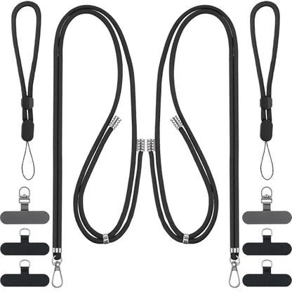 BESARME 2-Pack Phone Lanyard And Wrist Strap Set With Tether Tabs, Black - color: Black