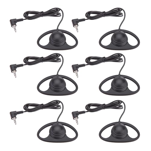 PUSOKEI D Shape Earpiece Headset, 3.5mm Single Side Earphone Hook Earbud, Ergonomic Single Ear Hook Headphone for VoIP Calls, Video Conferences, Multimedia Playback (6pcs) - size: 6pcs