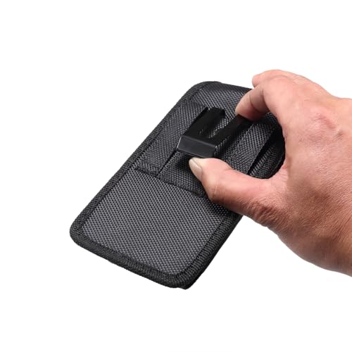 Cell Phone Holster Nylon Belt Pouch Metal Clip Holder Case for iPhone 17 Pro Max Samsung Galaxy S26 Ultra S25 FE S24 Ultra A16 A15 A26 A36 A17 Moto G Power 2025 Moto G 5G 2025 Moto Play 2024 (L) - size: L