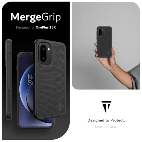 TUDIA MergeGrip Designed for OnePlus 15R Case 5G (2026) - [Military Grade Drop Tested] Dual Layer Shockproof Slim Rugged Tough Protective Phone Cases Cover (Black) - color: Black