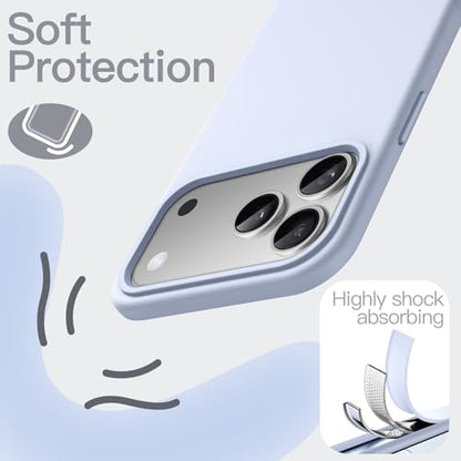 JETech Silicone Case for iPhone 17 Pro Max, Mist Blue | Silky Soft Touch, Shockproof Protection, Scratch Resistant, Microfiber Lining - color: Blue, size: iPhone 17 Pro Max