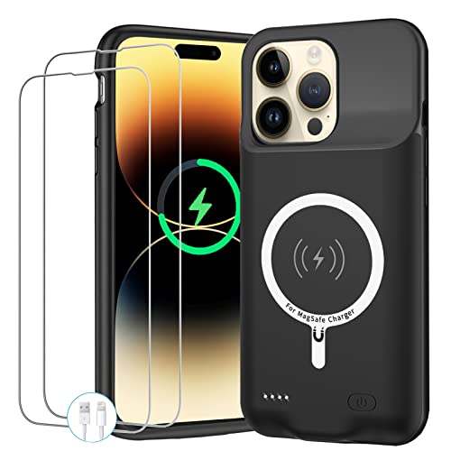 Battery Case for iPhone 14 Pro Max,12000mAh Portable Protective Charging Case with Wireless Charging Compatible for iPhone 14 Pro Max (6.7 inch) Extended Battery Pack Charger Case with Carplay (Black) - size: iPhone 14 Pro Max