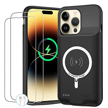 Battery Case for iPhone 14 Pro Max,12000mAh Portable Protective Charging Case with Wireless Charging Compatible for iPhone 14 Pro Max (6.7 inch) Extended Battery Pack Charger Case with Carplay (Black) - size: iPhone 14 Pro Max