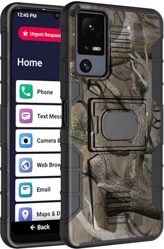 Nakedcellphone Rugged Combo for Jitterbug Smart 4 Phone Case - Camo | Hybrid Cover + Belt Clip Holster, Rotating Holder, Ring Grip, with Kickstand, Mounting Plate, Fits Lively Smart4 or TCL 40XL - color: Camo