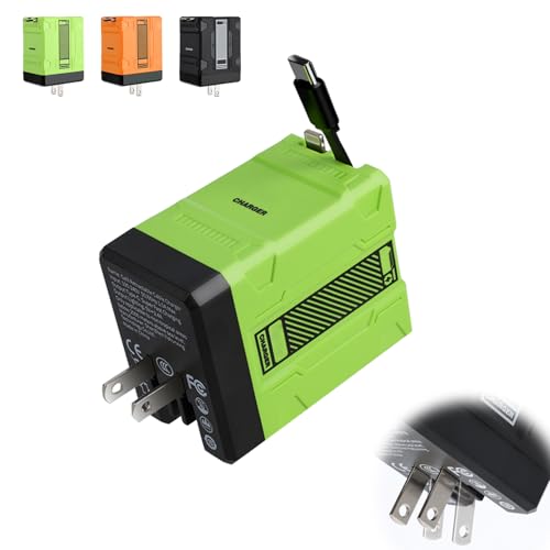 2-in-1 Compatible with 120w Fast Charger, 2025 New Retractable Wall Fasts Charging Power Adapter with All in One Foldable Plug, Multi-Functional Fast Smart Charger for Phone, Tablet, Laptops (Green) - color: Green