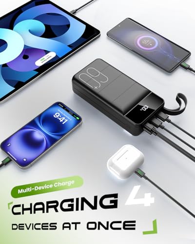 Portable Charger 60000mAh Power Bank 22.5W Fast Charging USB C Battery Pack - color: Black