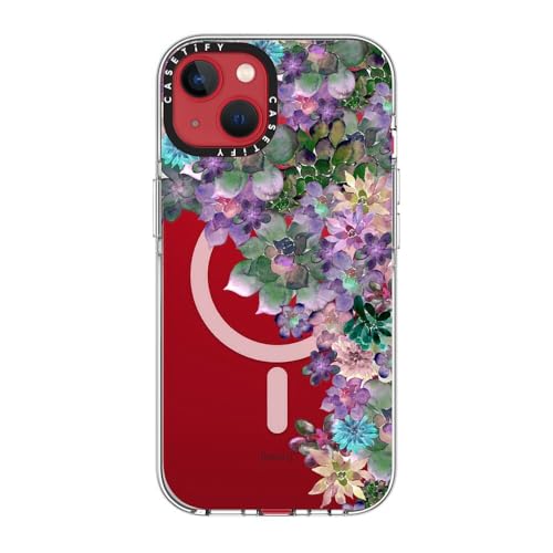 CASETiFY for iPhone 13 Case - Impact Clear Compatible with MagSafe | Not Yellowing | 6.6 ft. 3x Military Grade Drop Protection | MY SUCCULENT GARDEN | Clear - color: MY SUCCULENT GARDEN, size: Iphone 13 (6.1")