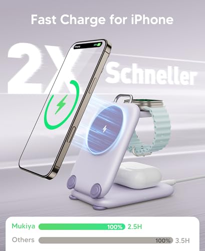 Mukiya PaktVault Traveling Fast Wireless Charging Station for iPhone Duo - color: Purple