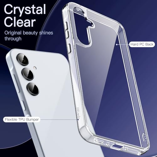 JETech Case for Samsung Galaxy A35, Anti-Yellowing, Clear | Shockproof Protection, Scratch Resistant Hard PC Back, Durable Transparent TPU Bumper - color: Clear, size: Galaxy A35
