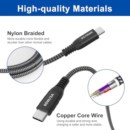 20FT USB C to USB C Cable, 60W Fast Charging, Extra Long, USB 2.0 Data - color: 60W 20FT USB C to USB C Cable (Black)