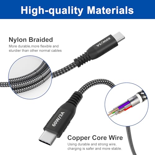 20FT USB C to USB C Cable, 60W Fast Charging, Extra Long, USB 2.0 Data - color: 60W 20FT USB C to USB C Cable (Black)