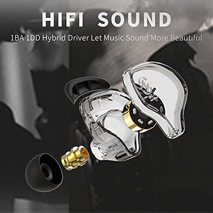YINYOO CCZ Melody Gaming Earbuds Wired in Ear Hearphones with Microphone IEM HiFi Bass with 1DD 1BA Hybrid, Detachable Cable for Smartphones/PC/Tablet/Gaming/Video/Music/Calling (Red, with mic) - color: Red, size: 3.5mm-With Microphone, style: 3.5mm-With