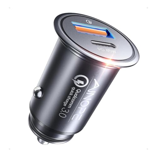 AINOPE 67.5W 12V Car Charger, Cigarette Lighter USB Charger Fast Charging - color: Black - Standard