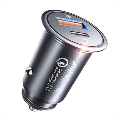 AINOPE 67.5W 12V Car Charger, Cigarette Lighter USB Charger Fast Charging - color: Black - Standard