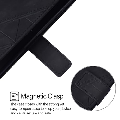 Faux Leather Flip Wallet Case for Motorola Moto G75, YBS Black | Card Slots Storage, Magnetic Closure, Hands-Free Kickstand, RFID Blocking, Precise Cutouts - color: Black