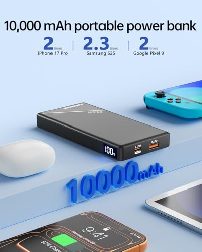 GENSROCK 2-Pack Portable Charger Power Bank 10000mAh, Slim Power Bank - color: Black White