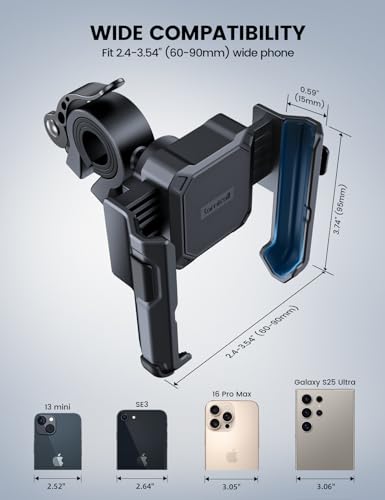 Lamicall Motorcycle Bike Phone Mount, 1s Lock Bike Phone Holder - color: Black