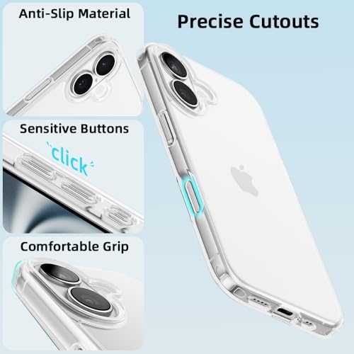 Mobnano for iPhone 16 Case, Protective Shockproof Bumpers [Not Yellowing] Anti-Scratch Transparent Slim Hard PC Back Soft TPU Frame Cover for Men Women - Clear - color: Clear