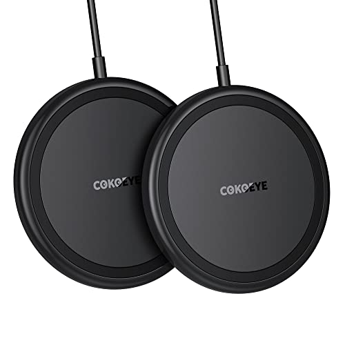 COKOEYE Wireless Charger, 15W Max Fast Wireless Charging Pad 2-Pack Compatible with iPhone 17/17 Air/17 Pro/17 Pro Max/16/15/14/13/12/Samsung S24/S24Ultra/S23Ultra/S22/S21,AirPods Pro2 - color: Black