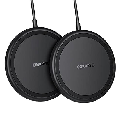 COKOEYE Wireless Charger, 15W Max Fast Wireless Charging Pad 2-Pack Compatible with iPhone 17/17 Air/17 Pro/17 Pro Max/16/15/14/13/12/Samsung S24/S24Ultra/S23Ultra/S22/S21,AirPods Pro2 - color: Black