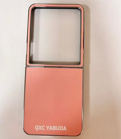 Case for Motorola Razr 2025/2024 Leather case,[Front Screen Privacy Film] Electroplating Frame,Full Body Protection Non-Slip Shockproof Folding Mobile Phone case,Pink