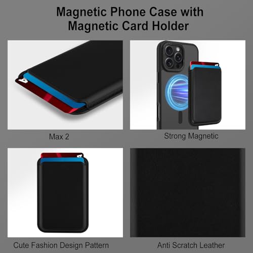 Magnetic Designed for iPhone 16 Pro Case 6.3" 2024, Black | [Compatible with Magsafe] [with Wallet & Card Holder] [Military Drop Protection] Slim Translucent Matte Phone Case - color: Black, size: iPhone 16 Pro