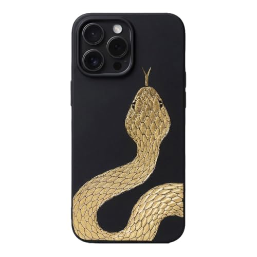 Black Case for iPhone 13 - Gold Snake Shockproof Protective Phone Case TPU Rubber Matte Luxury Cover Fancy Golden Serpent Scales Trendy Reptile Stylish Minimal Glitter Design for Women - color: Snake, size: iPhone 13
