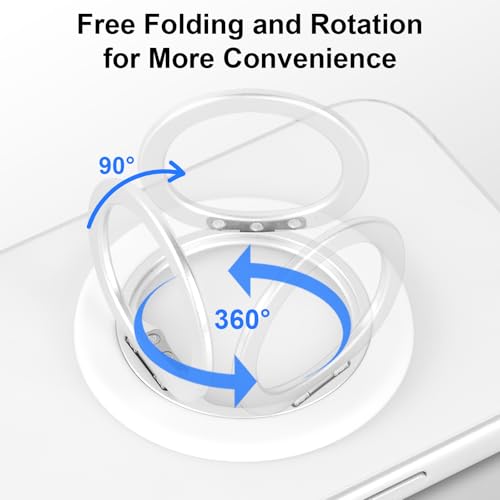 Phone Ring Grip, 360°Rotation Phone Grip Stand Finger Ring Kickstand for iPhone 17 Pro Max 16 15 14 13 12 (White)