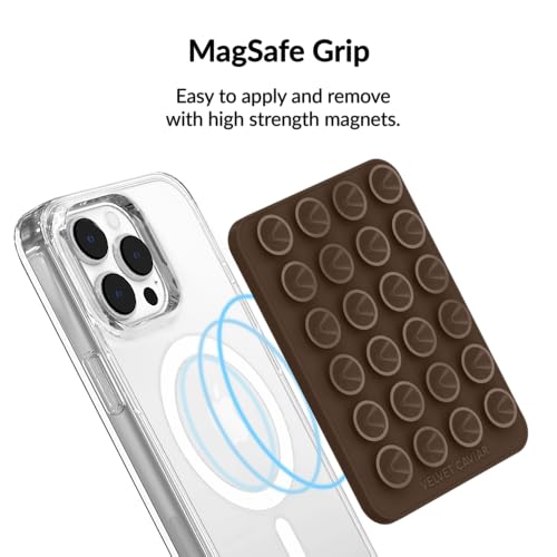 Velvet Caviar Suction Cup Phone Case Mount Compatible with MagSafe Devices Only - Magnetic Silicone Sticky Phone Grip Holder for iPhone Back of Phone - Mirror Gripper (Espresso Brown) - color: Espresso Brown