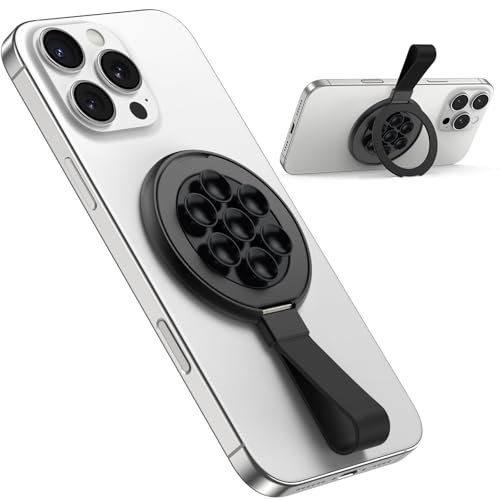 TAURI for Magsafe Suction Phone Grip - Universal Magnetic Suction Grip, 360° Rotating Hands-Free Holder, Silicone Suction Grip for iPhone 17 Pro Max/16/Android/S25,Black - color: Black