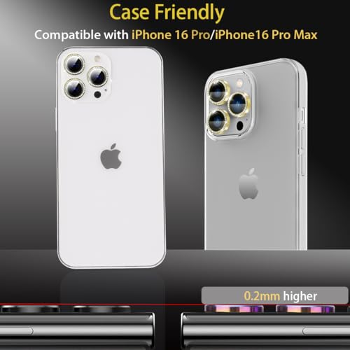 Camera Lens Protector for iPhone 16 Pro/16 Pro Max, Diamond Gold - color: Diamond Gold