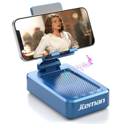 JTEMAN Bluetooth Speaker with Cell Phone Stand,Big Sound & Clear Bass - color: Blue