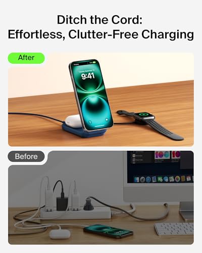 Belkin Qi2.2 25W Wireless 2 in 1 Foldable Fast Charging Station + USB C - color: Black