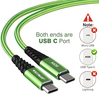 Bynccea 10ft USB C to USB C Charger Cable，4-Pack Fast Charging USB C Cable, Nylon Braided 60W(5A) Type C to Type C Charging Cable for Phone 17/16 15/15 Pro/15 Plus/15 Pro Max Samsung S22 S23 Note 20