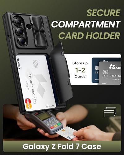 for Samsung Galaxy Z Fold 7 Case with Card Holder, Black - color: Black
