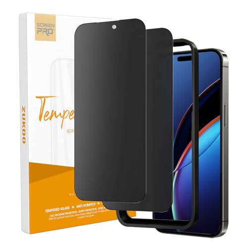 2 Pack for iPhone 17 Pro 6.3" Matte Privacy Screen Protector Anti-glare Anti-spy Tempered Glass Film Anti-fingerprint Easy Installation - size: iPhone 17 Pro