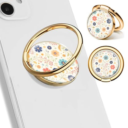 Cell Phone Ring Holder, Cute Phone Ring Grip Stand, 360°Rotation Funny Metal Kickstand Finger Grip Colorful Flowers Boho - color: Colorful Flowers Boho