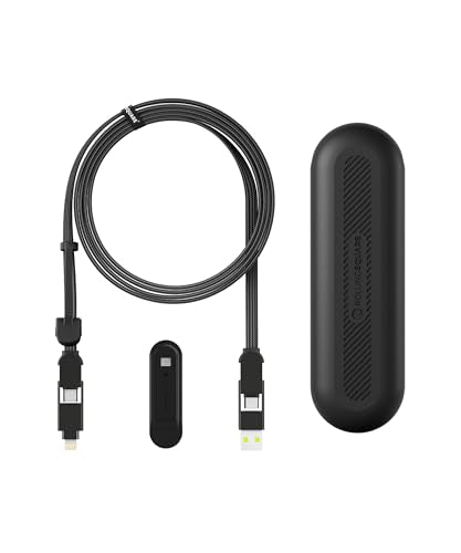 Rolling Square inCharge XL 6-in-1 Multi Charging Cable with 100W Ultra-Fast Charging Power, Portable USB and USB-C Cable, 6.5 Ft/2m, Urban Black - color: Urban Black