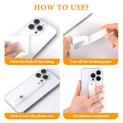 2-Pack White Silicone Phone Strap with Kickstand - Versatile Grip & Holder for Most Phones and Cases (Transparent * 2) - color: Transparent * 2