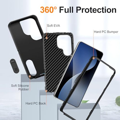 for Samsung Galaxy S26 Ultra Case with Kickstand Case 3-Layer Military Grade Protective Case Cover Silicone Heavy Duty Rugged Shockproof for Galaxy S26 Ultra Phone Case (Black+Black) - color: Black+Black