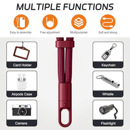 KITANIS 2 Pack Phone Lanyard,2×Phone Wrist Strap,4×Tether Tabs,Universal Cell Phone Multifuctional Patch Polyester Lanyards,Cell Phone Hand Strap for Women and Men(wine+light camel) - color: Wine+light Camel, size: 6.3''Wrist Strap