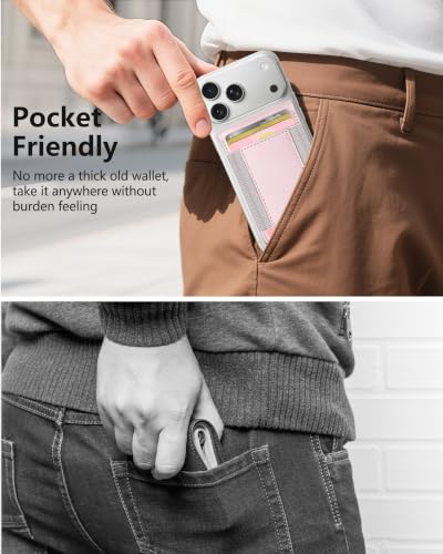 for MagSafe Wallet with Money Clip, ID Window & 8 Card Holder | Stronger Magnetic Wallet for iPhone 17/16/15/14/13/12 Series, RFID Blocking, for iPhone Wallet with Adjustable Stand - color: Soft Blush Pink