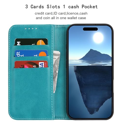 Wallet Case for iPhone 16 Plus, with Card Slot,6.7", Sky Blue | Premium PU Leather, Flip Folio Purse Case, with Card Slot, Stand Holder,Magnetic Closure, TPU Shockproof Protective Case - color: Sky Blue, size: iPhone 16 Plus