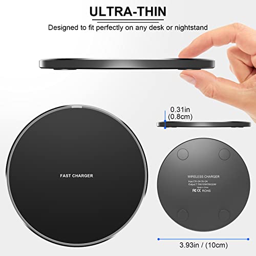 Fast Wireless Charger (Pad), 10W Max Wireless Charging Compatible with iPhone 15 Pro Max/15 Pro/15/15 Plus/14/13/12/SE/11/X/XR/8, AirPods/AirPods Pro, Google Nexus 4/Huawei/LG/Samsung(No AC Adapter)