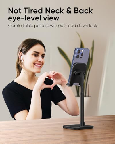 Cell Phone Stand, Phone Holder for Desk, Office Desktop iPhone Stand - color: Black