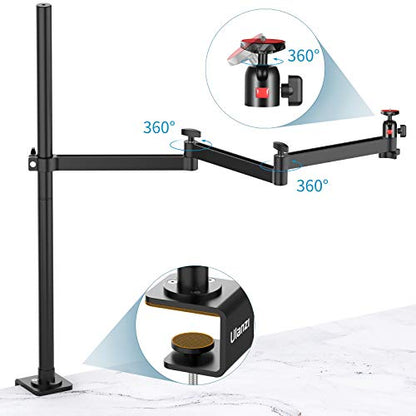 ULANZI Aluminum Camera Desk Stand Overhead Mount with Flexible Arm
